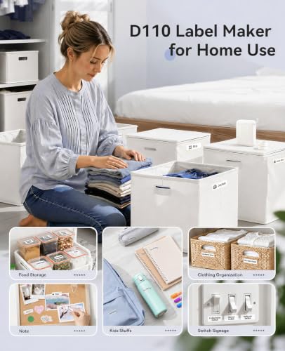 NIIMBOT D110 Bluetooth Label Maker Machine with 1Tape for Home Use, White - color: White