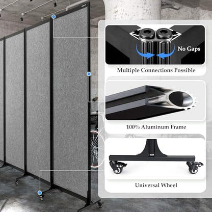 Room Partition 2.0 Upgrade Version,12'2"L* 6'7"H,6 Panel，Light Grey - color: Light Grey, size: 6