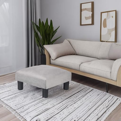 Joveco 15'' Small Foot Rest Stool Ottoman- Upholstered Footstool and Ottomans Small Footrest for High Beds- Lightweight and Portable, Light Gray - color: Light Gray