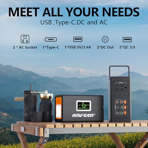 HOWEASY Portable Power Station 127W,Solar Generator(Solar Panel Optional) - color: dark gray