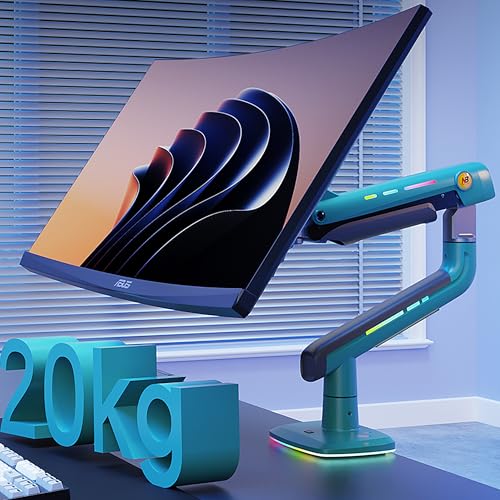 NB Gaming Monitor Arm or for 32 to 60 Inches Screen, Load up to 20 kg, VESA 75/100, RGB-Light, Heavy Duty, Multi Angle Adjustable, Premium Aluminum, Green - color: Oliver Green