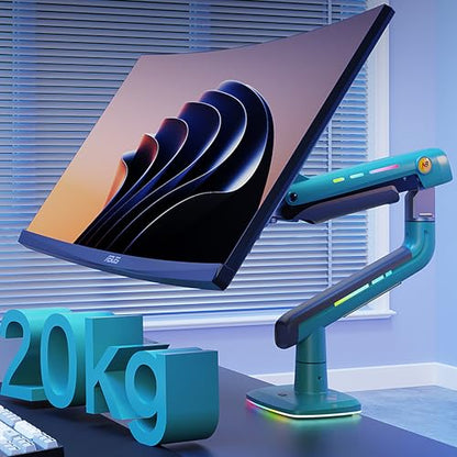 NB Gaming Monitor Arm or for 32 to 60 Inches Screen, Load up to 20 kg, VESA 75/100, RGB-Light, Heavy Duty, Multi Angle Adjustable, Premium Aluminum, Green - color: Oliver Green
