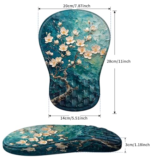 YIWEI Ergonomic Mouse Pad with Wrist Rest for Carpal Tunnel Pain Relief - color: Plum Plossom