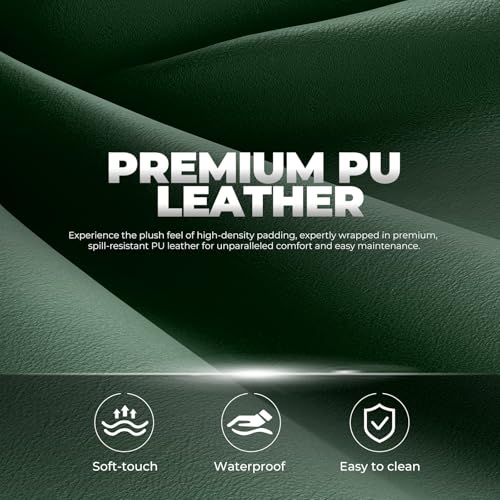 GTPLAYER Big and Tall Gaming Chair 400lbs Heavy Duty Office Chair with Footrest, High Back Pocket Spring Ergonomic Computer Chair for Adults, Wide Seated Cushion with Linkage Armrests, Leather Green - color: Dark Green