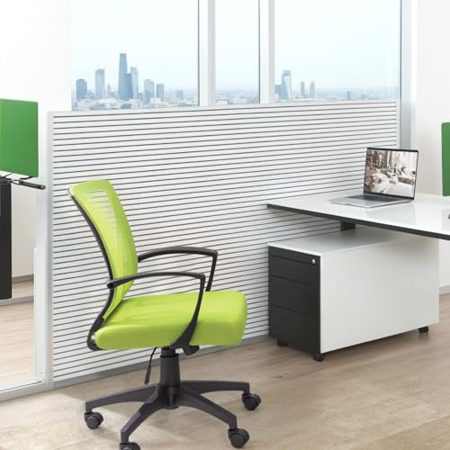 Furmax Office Chair Ergonomic Computer Desk Mesh Chair Mid Back Swivel Lumbar Support with Armrest (1, Cyan) - color: Cyan