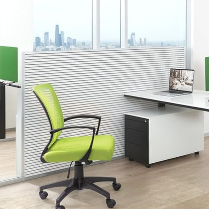 Furmax Office Chair Ergonomic Computer Desk Mesh Chair Mid Back Swivel Lumbar Support with Armrest (1, Cyan) - color: Cyan