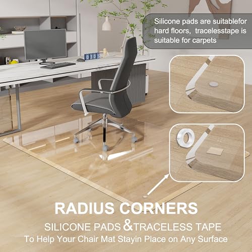 MESAILUP Beveled Edge Office Chair Mat for Carpet or Hardwood Floor-46”x55” - size: Beveled Edge-46"x55"