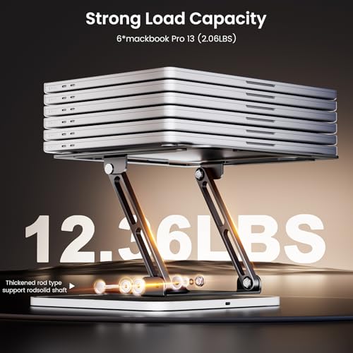 360°Rotating Laptop Stand with RGB Lights, Fits 10-16"Laptops MacBooks | Adjustable Multi-Angle Ergonomic Laptop Stand, Foldable Portable for Home Office, Fits MacBook Air Pro Dell HP Laptops - color: RGB-Black