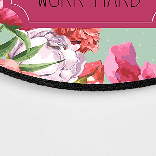 Set Goals Say Prayers Work Hard Floral Mouse Pad - Neoprene Inspirational Quote Mousepad - Round Mouse pad - color: Multi 04