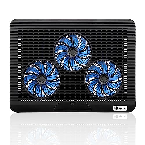 Laptop Cooling Pad, Mspine Laptop Cooler with 3 Blue Silent Fans, Ergonomic USB Powered Laptop Stand with Dual USB 2.0 Ports, Height-Adjustable Notebook Cooler for Notebook Under 17"- Black