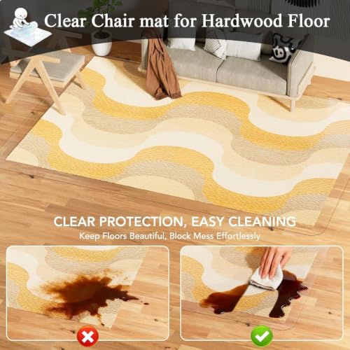 3x16.7FT Large Clear Floor Mat，Plastic Table Cover,2 MM Thick Clear Table Protector, Rectangle Desk Mat, Waterproof & Easy Cleaning for Office Dresser Night Stand