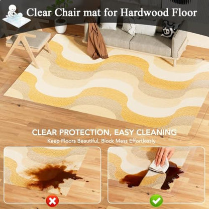 3x16.7FT Large Clear Floor Mat，Plastic Table Cover,2 MM Thick Clear Table Protector, Rectangle Desk Mat, Waterproof & Easy Cleaning for Office Dresser Night Stand
