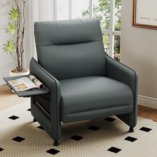 Alunaune Upholstered Living Room Chair Armchair Set of 2, Mid Century Accent Chair, Reception Couch Slipper Club Lounge Chair Guest Comfy Single Sofa with Sidetable for Bedroom-Grey - color: Grey, size: 2 Chairs