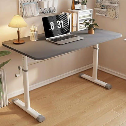 Spacious Manual Standing Desk, Adjustable Sit-Stand Office Desk, Sturdy Metal Legs, Hand Lift Computer Desk (Grey 120x60cm/47.2x23.6in) - color: Grey, size: 120x60cm/47.2x23.6in