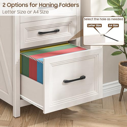 3 Drawer Vertical File Cabinet, Wood Farmhouse Cabinet, White and Black - color: White and Black, size: 3 Drawers