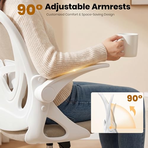 Drafting Chair Tall Office Chair with Flip-up Armrests Executive Ergonomic Computer Standing Desk Chair with Lumbar Support and Adjustable Footrest Ring（Khaki） - color: Khaki, size: 934-Z