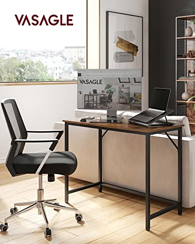 VASAGLE Computer Desk, Office Work Desk, 39.4 x 19.7 x 29.9 Inches, for Study, Bedroom, Home Office, Living Room, Rustic Brown and Ink Black ULWD41X | Gaming Desk, Home Office Desk, Modern Basic Style, Steel Frame, Rustic Brown and Matte Black, BARNET Col