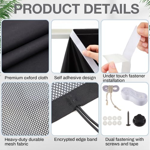 Tegeme 40" Under Desk Privacy Panel Self Adhesive Desk Curtain Skirt, Black - color: Black, size: 40''