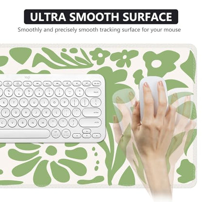 iCasso Desk Mat, Desk Matt for Desktop, Cute Desk Pad Mat, Green Flowers - color: Green Flowers