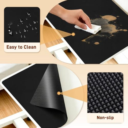PU Leather Desk Protector/Nightstand Mat, 23.6X15.7 in Black - color: Black, size: 23.6" x 15.7"