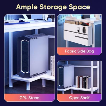 DUMOS L Shaped Gaming Desk, 48" Computer Desks with Storage Shelves