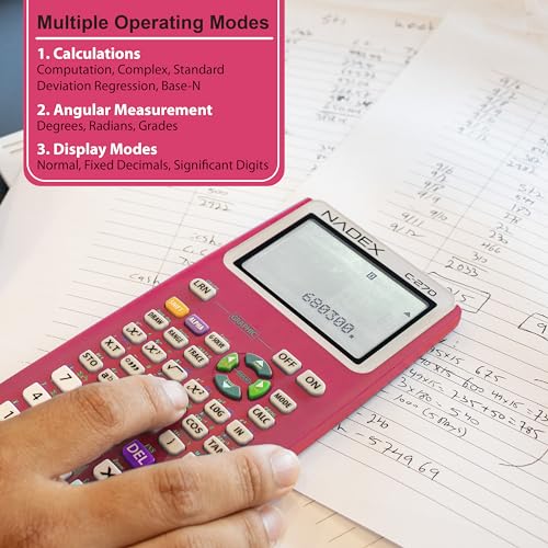 Scientific Calculator with Graphing, Includes Carrying Case, for College and High School Students, Calculus, Algebra, Geometry, Trigonometry, Statistics, Physics, Chemistry, Pink - color: Pink