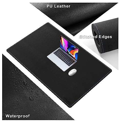 CENNBIE Leather Desk Mat Large, 43.6" x 23.6" Extended Mouse Pad (Black) - color: Black, size: 23.6" x 43.6"