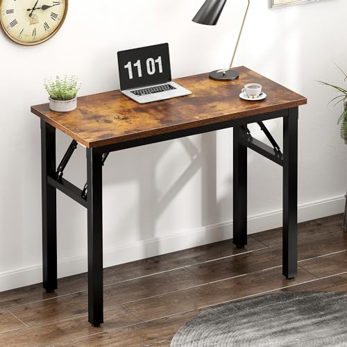 Need Small Folding Computer Desk, 31.5 Inch Writing Table, Rustic Brown - color: Rustic Brown, size: 31.5 inches
