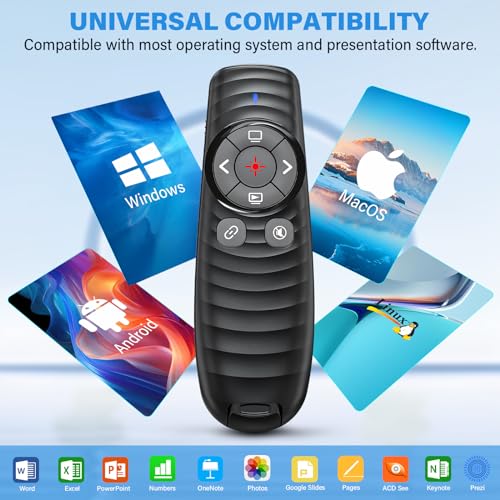Presentation Clicker Wireless Presenter Remote Clicker for 2-in-1 USB Type C Powerpoint Clicker, Rechargeable Presentation Remote PPT Slide Advancer for Mac/Google Slide/Keynote - style: USB C+USB A Rechargeable