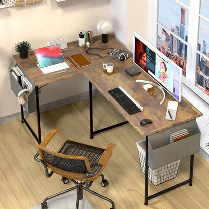 YSSOA Computer Desk Home Office Work Study Writing Modern Simple Table with Headphone Hooks - color: Deep Brown, size: 40 Inch