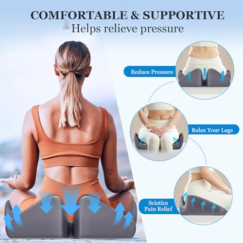 Coccyx Seat Cushion, U-Shaped Memory Foam Office Chair | High-Density Memory Foam Helps Reduce Tailbone Pressure; Washable Mesh Cover, Anti-Slip Base for Office Chair, Car & Travel - size: 20*16*5.8