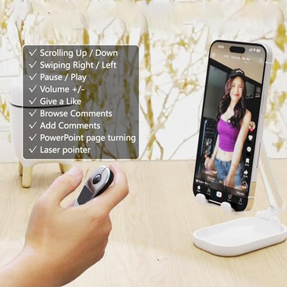 ciciglow Air Mouse, Rechargeable Wireless Presenter, 2.4G Bluetooth Presentation Clicker Mouse with Touchpad, Wireless Presenter Remote for PC Laptop PPT Pointer Camera (Grey) - color: Grey
