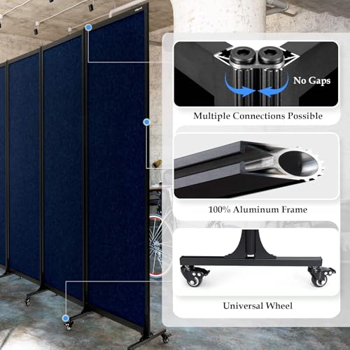 Room Partition 2.0 Upgrade Version,12'2"L* 6'7"H,6 Panel，Blue - color: Bule, size: 6