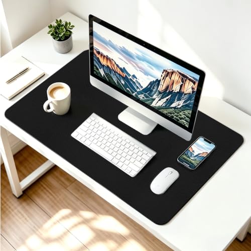 PU Leather Desk Protector/Nightstand Mat, 23.6X13.7 in Black - color: Black, size: 23.6" x 13.7"