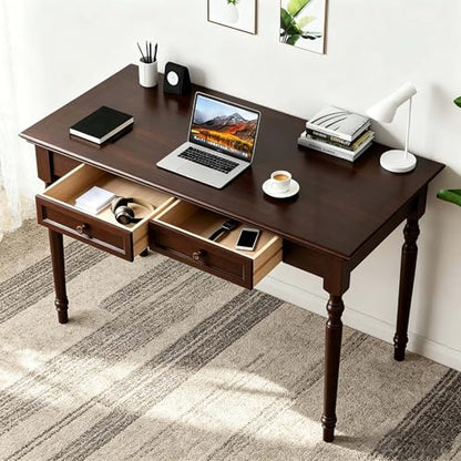 Walnut Writing Desks with Drawers, 47" French Country Style - color: Walnut, size: Standard-47 inches