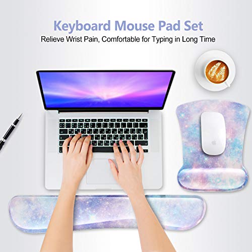 Keyboard Wrist Rest Mouse Pad Support, ToLuLu Gel Ergonomic Mouse Pads for Computer Laptop PC, Comfortable Durable Mousepad Keyboard Wrist Rests for Easy Typing Pain Relief, Romantic Starry Night Sky - color: Romantic Starry Night Sky