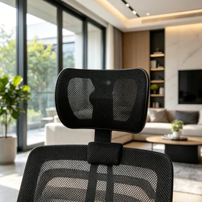 Office Headrest Breathable Mesh Ergonomic Adjustable Chair Attachment Clamp Suitable for Professionals Students Gaming Desks, Black-B