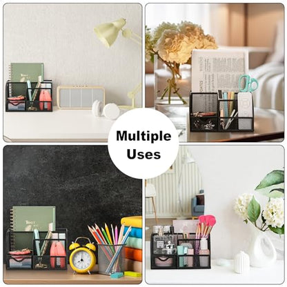 Exerz Desk Organizer 7 Compartment Pencil Holder Office Tidy Caddy Black - color: Black
