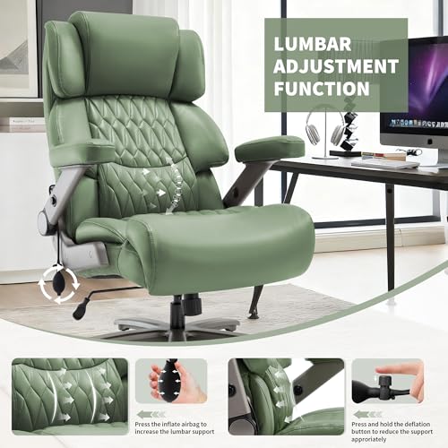 700lbs Big and Tall Office Chair, Large Heavy Duty Computer Desk Chair - color: Green