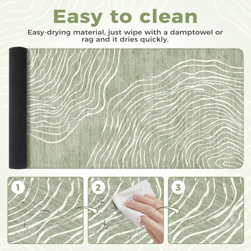 iCasso Desk Cover Mat Green, Extra Large Mouse Pad for Laptop - color: Wave-Green