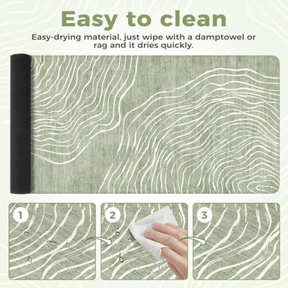 iCasso Desk Cover Mat Green, Extra Large Mouse Pad for Laptop - color: Wave-Green