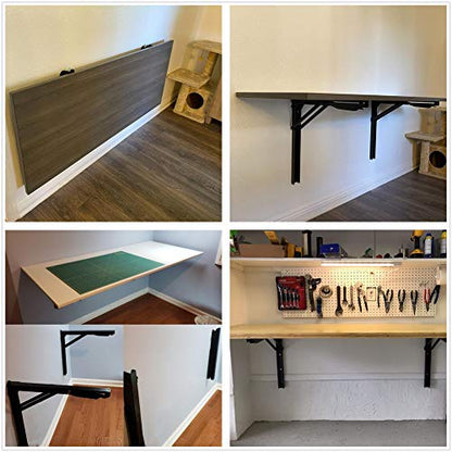 WALMANN 24" Folding Shelf Brackets, Heavy Duty Collapsible Brackets for Shelves Wall Mounted Hinges Space Saving Folding Bracket for Table Bench - size: 24 Inch