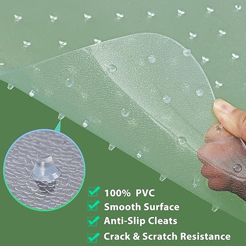 Office Chair Mat for Carpeted Floor 48” x 36” Clear Floor Protector Mat Anti Slip Computer Desk Chair Mat for Home Office - size: 48” x 36” with Lip