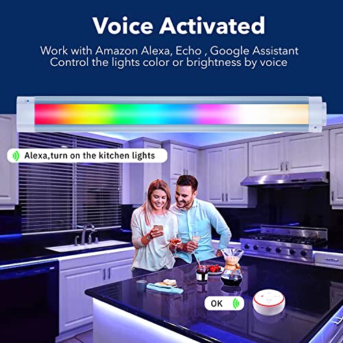 LED Smart Under Desk Lights Plug in White & RGB Color Changing Dimmable with Remote. Alexa, Google Enabled. Under Counter Lighting Bar for Kitchen, Shelf, Cupboard, Cabinet, Monitor (1-Bar Kit, 12")