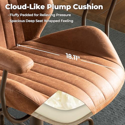 ovios Ergonomic Office Chair Mid-Back Modern Computer Chair, Brown - color: Brown, size: Mid Back, Regular Cushion