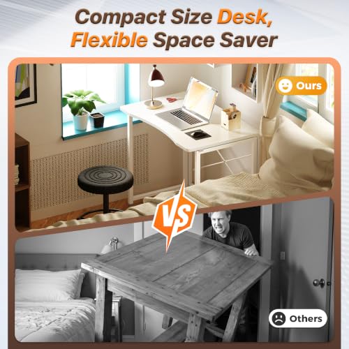 Huuger Folding Desk for Small Spaces, 31.5 Inch Foldable Computer Table - color: White, size: 18.9"D X 31.5"W