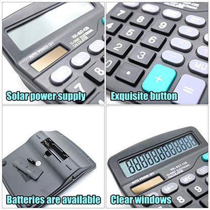 Desk Calculator, 12-Digit Solar Battery Office Calculator with Large LCD Display Big Sensitive Button, Dual Power Desktop Calculators (1)