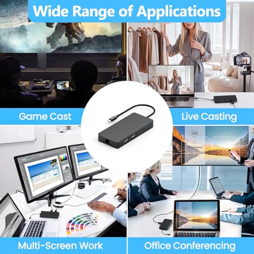 Laptop Docking Station Dual 4K HDTV Monitor