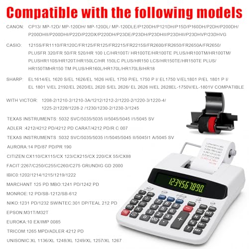 Compatible Calculator Ink Ribbon Roller 3 Pack, IR-40T CP-13 Black/Red Replacement for Casio HR-170RC HR-100TM, Canon P23-DHV P23-DHV-3, Sharp EL-1750V EL-1801V, Individually Sealed