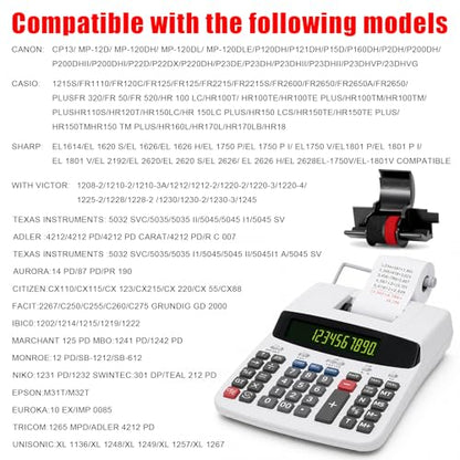 Compatible Calculator Ink Ribbon Roller 3 Pack, IR-40T CP-13 Black/Red Replacement for Casio HR-170RC HR-100TM, Canon P23-DHV P23-DHV-3, Sharp EL-1750V EL-1801V, Individually Sealed